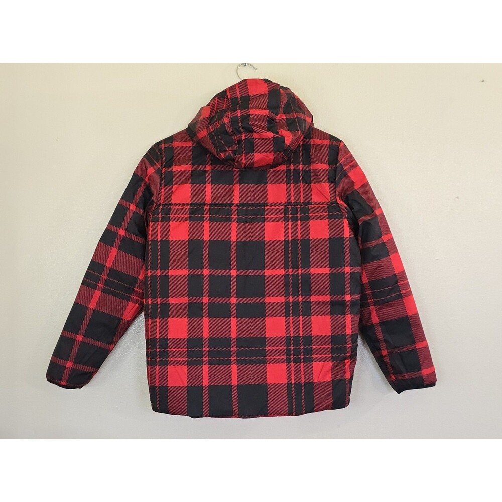 The North Face Perrito Reversible Jacket Red Black Plaid Hooded Boys L 14/16 - Picture 12 of 15